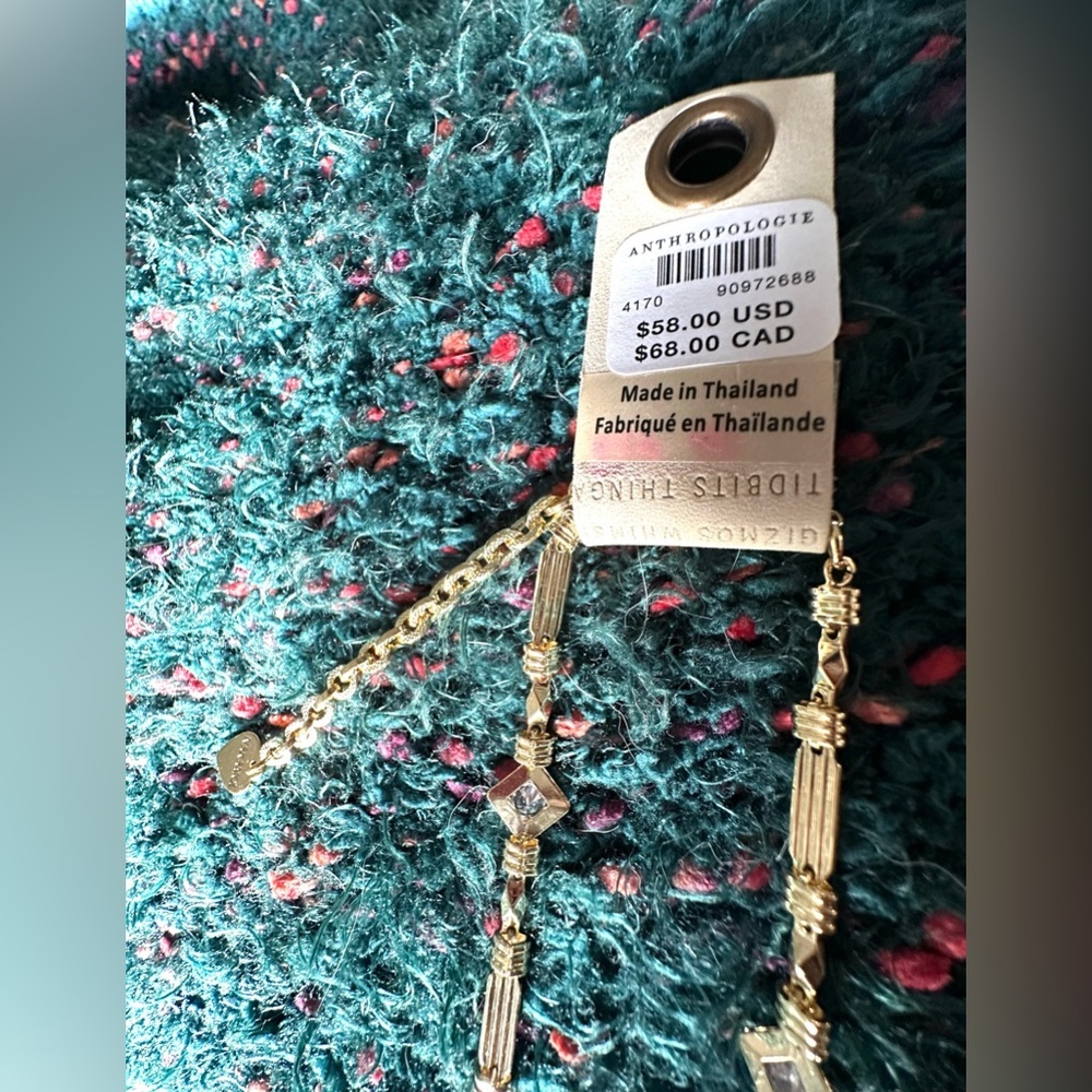 ‼️RARE‼️🎸ANTHROPOLOGIE🎸🔥NWT🔥Drippy Crystal Y-Neck Necklace 💫(very Art Deco)💫 - Picture 13 of 16
